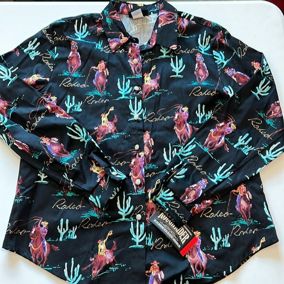 rough rider Tops - Rough Rider - large button up shirt, rodeo, cactus